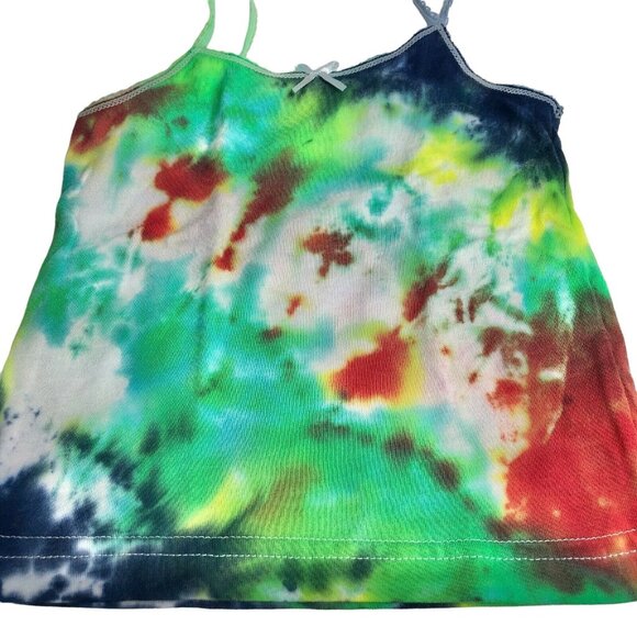 Colorful Tie-Dye Toddler Tank Top 2-3T With Ribbon Detail Cotton - Picture 3 of 6
